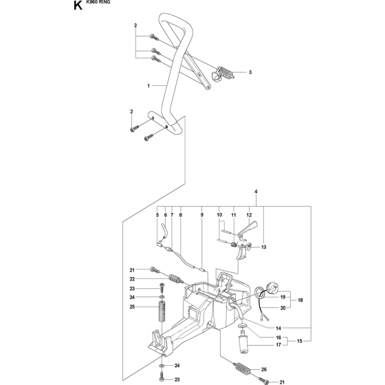 Fuel Tank & Handle Assembly for Husqvarna K960 Ring Disc Cutters