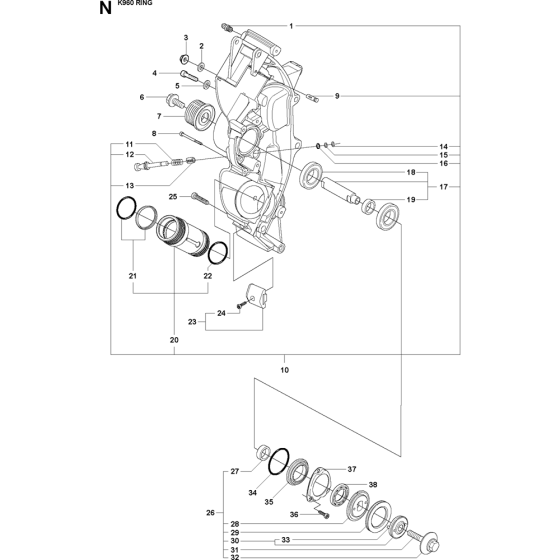 Chassis / Frame Assembly for Husqvarna K960 Ring Disc Cutters