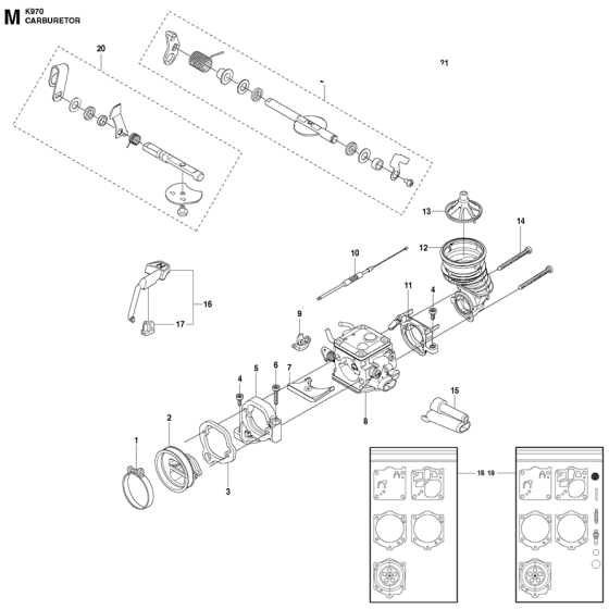 Carburetor Assembly for Husqvarna K970 Disc Cutters