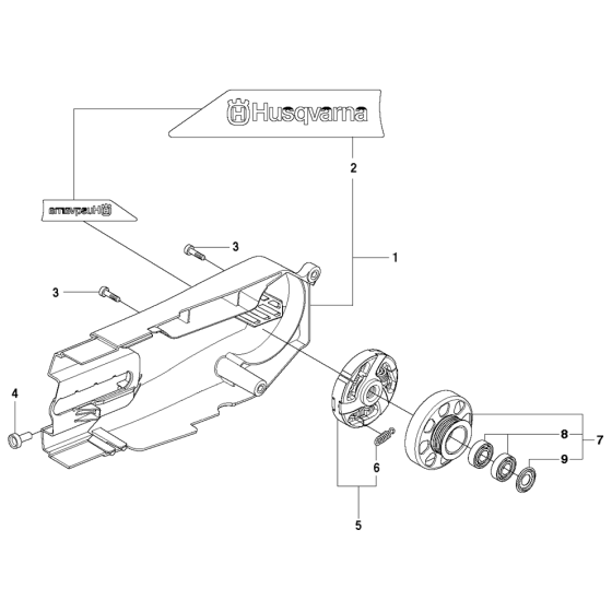 Belt Guard & Pulley Assembly for Husqvarna K970 Ring Disc Cutters