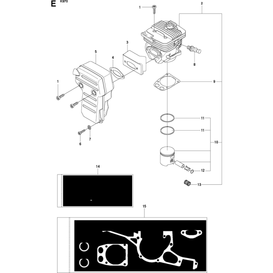 Muffler Assembly for Husqvarna K970 Disc Cutters