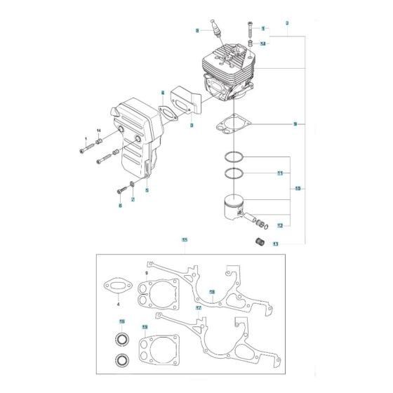Cylinder, Piston, Muffler Assembly