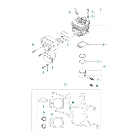 Cylinder, Piston, Muffler Assembly