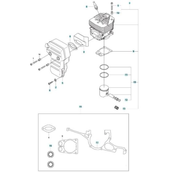Cylinder, Piston, Muffler Assembly