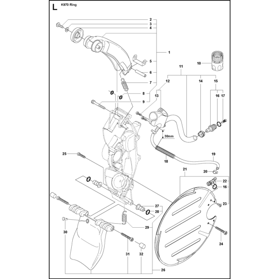 Guards Assembly for Husqvarna K970 Ring Disc Cutters