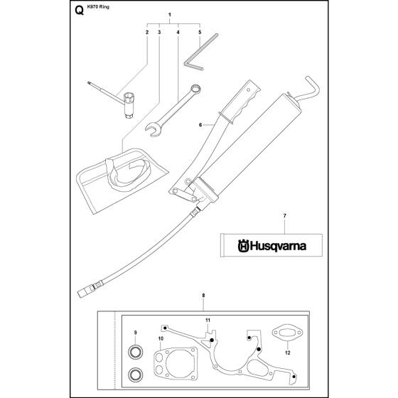 Tools Assembly for Husqvarna K970 Ring Disc Cutters