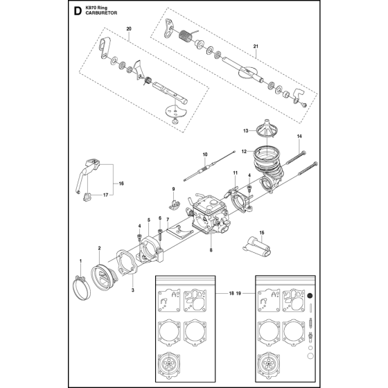 Carburetor Assembly for Husqvarna K970 Ring Disc Cutters