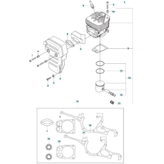 Cylinder, Piston, Muffler Assembly