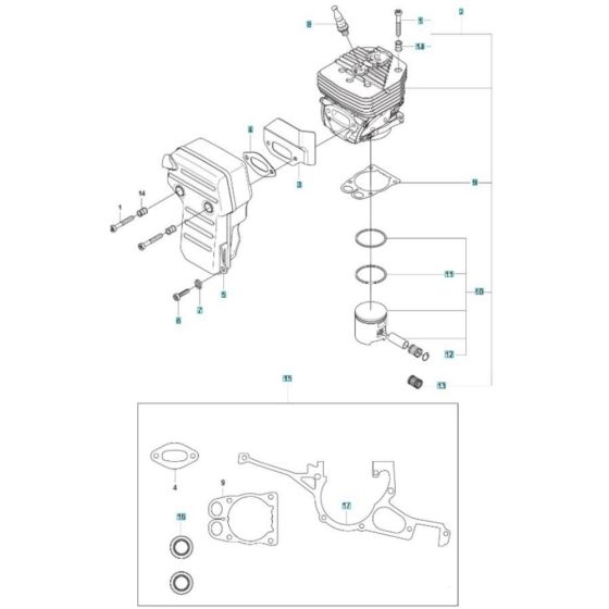 Cylinder, Piston, Muffler Assembly