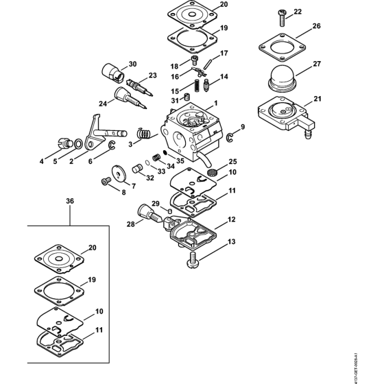 Carburetor 4137/23 BR for Stihl KA85R Kombi Attachment Engine