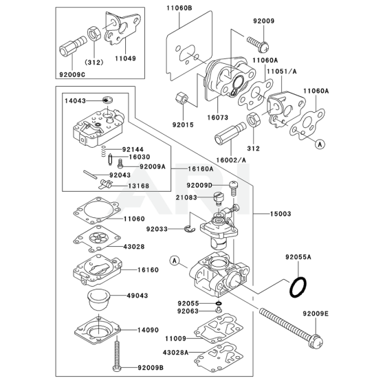 Carburettor for Kawasaki KBL23A Brushcutter