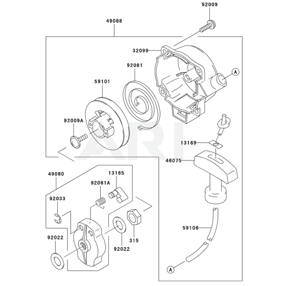 Starter for Kawasaki KBL26A Brushcutter