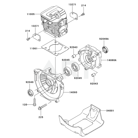 Cylinder / Crankcase for Kawasaki KBL27B Brushcutter