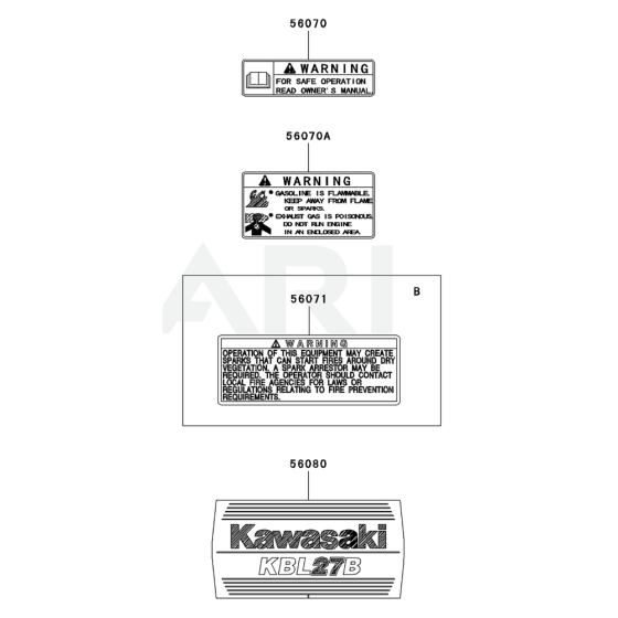 Label for Kawasaki KBL27B Brushcutter