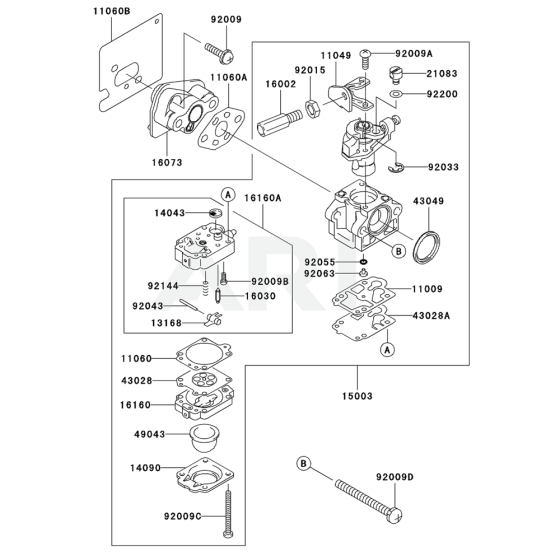 Carburettor for Kawasaki KBL34A Brushcutter