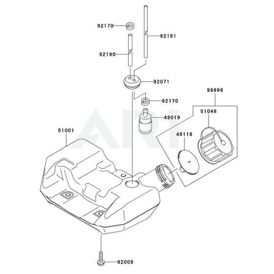 Fuel Tank / Fuel Valve for Kawasaki KBL34A Brushcutter