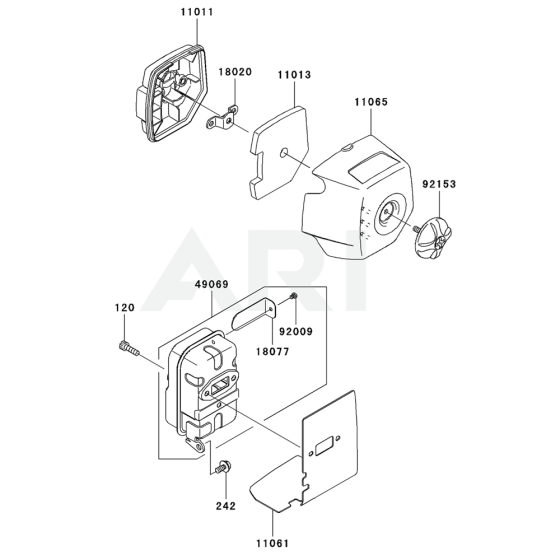 Air Filter / Muffler for Kawasaki KBL35A Brushcutter