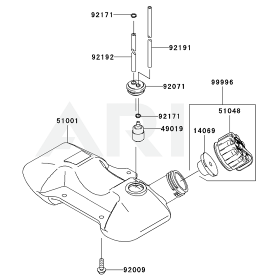 Fuel Tank / Fuel Valve for Kawasaki KBL35B Brushcutter