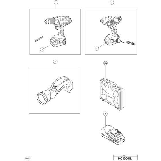 Main Assembly for Hikoki KC18DHL Cordless Driver Drill