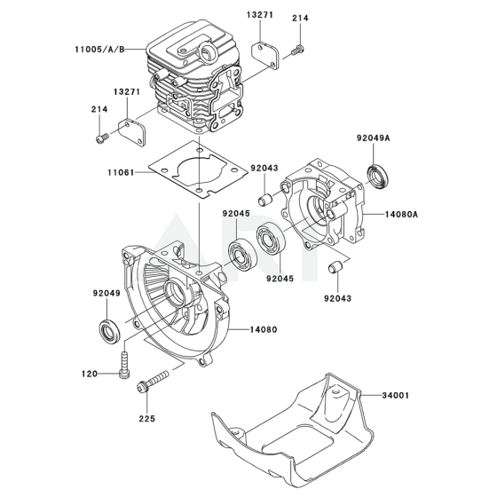 Cylinder / Crankcase for Kawasaki KCL525A Hedge Trimmer