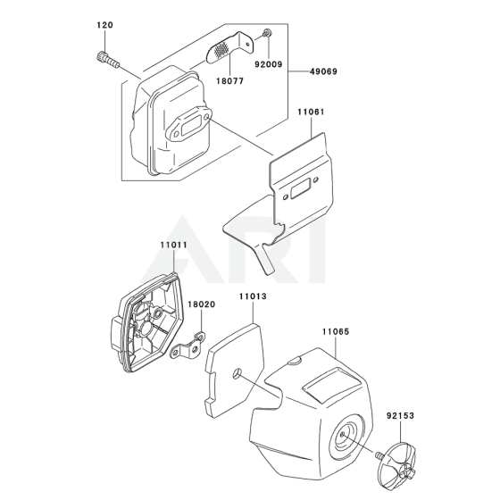 Air Filter / Muffler for Kawasaki KCL525AC Hedge Trimmer