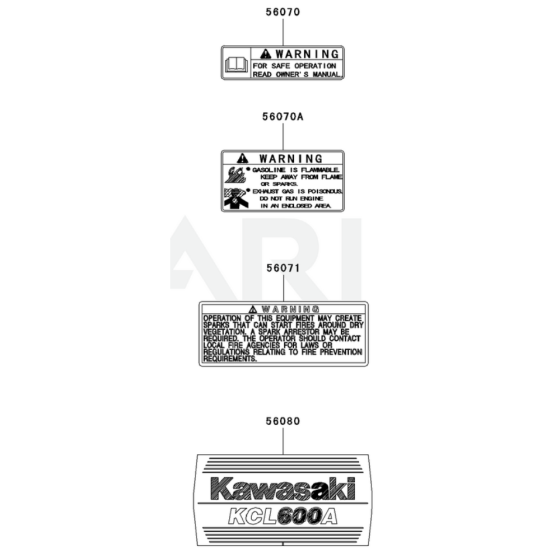 Label for Kawasaki KCL600A Hedge Trimmer