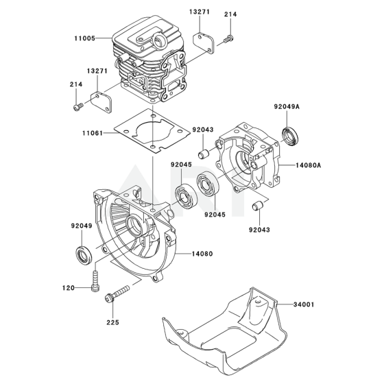 Cylinder / Crankcase for Kawasaki KCS525A Hedge Trimmer