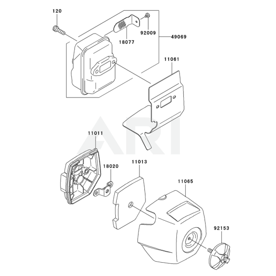 Air Filter / Muffler for Kawasaki KCS525AC Hedge Trimmer