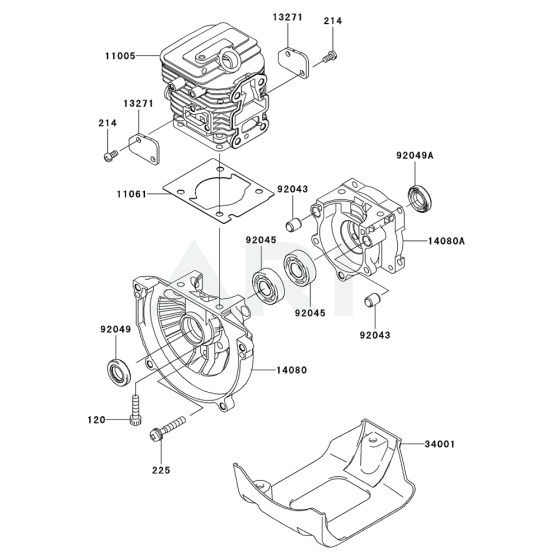 Cylinder / Crankcase for Kawasaki KCS525AC Hedge Trimmer