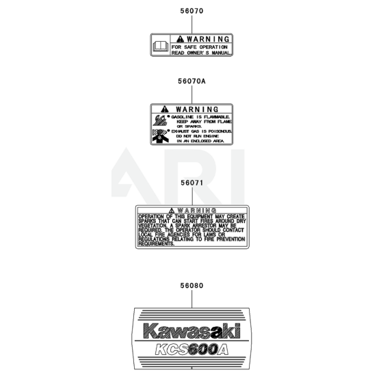 Label for Kawasaki KCS600A Hedge Trimmer