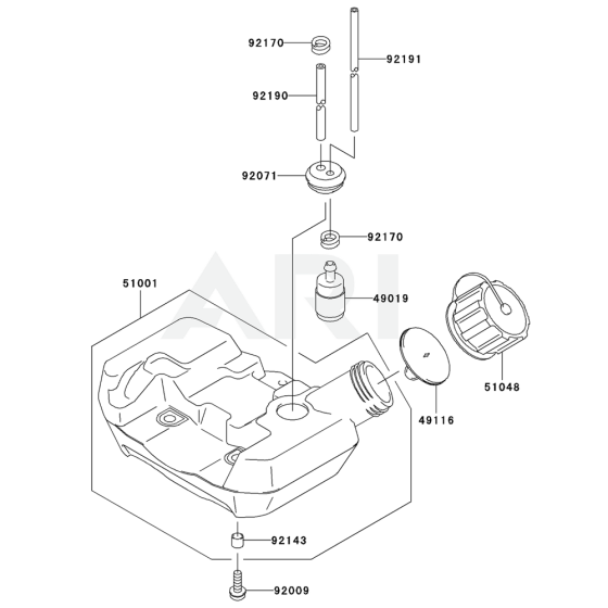 Fuel Tank / Fuel Valve for Kawasaki KEL26A Edgers