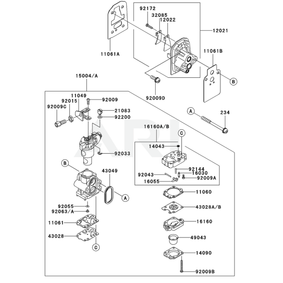 Carburettor for Kawasaki KEL27B Edgers