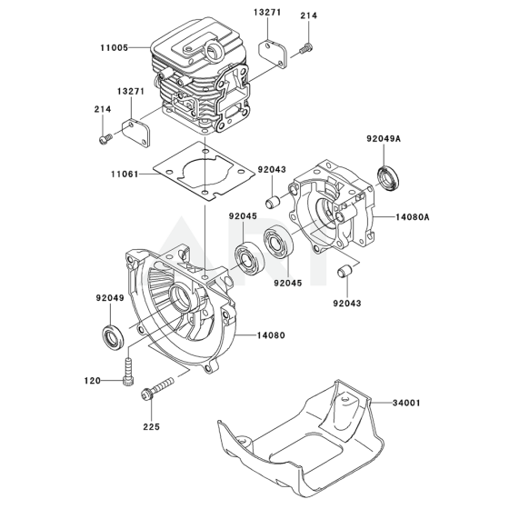 Cylinder / Crankcase for Kawasaki KEL27BC Edgers