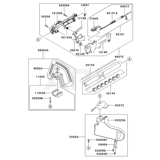 Pipe / Handle / Guard for Kawasaki KGT27A String Trimmers