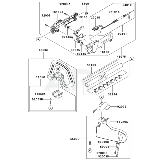 Pipe / Handle / Guard for Kawasaki KGT27B String Trimmers