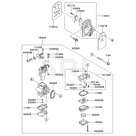 Carburettor for Kawasaki KGT27C String Trimmers