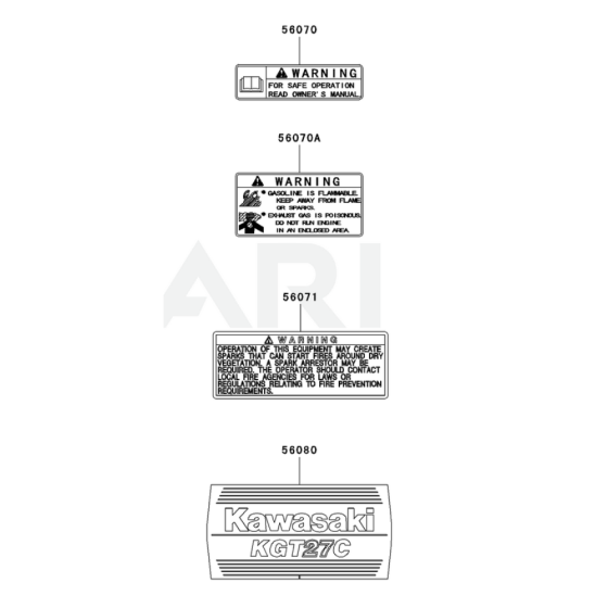 Label for Kawasaki KGT27C String Trimmers