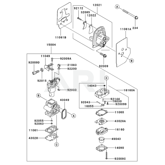 Carburettor for Kawasaki KGT35A String Trimmers