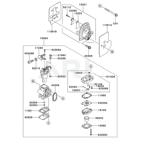 Carburettor for Kawasaki KGT35B String Trimmers