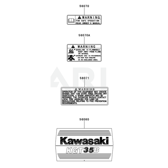 Label for Kawasaki KGT35B String Trimmers