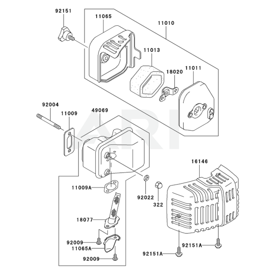 Air Filter / Muffler for Kawasaki KHD600A Hedge Trimmer