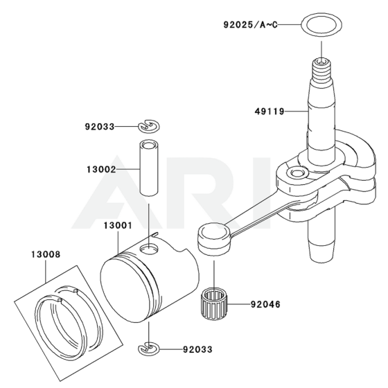 Piston / Crankshaft for Kawasaki KHD600A Hedge Trimmer