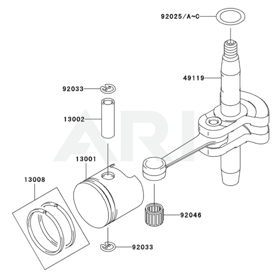 Piston / Crankshaft for Kawasaki KHS1100A Hedge Trimmer