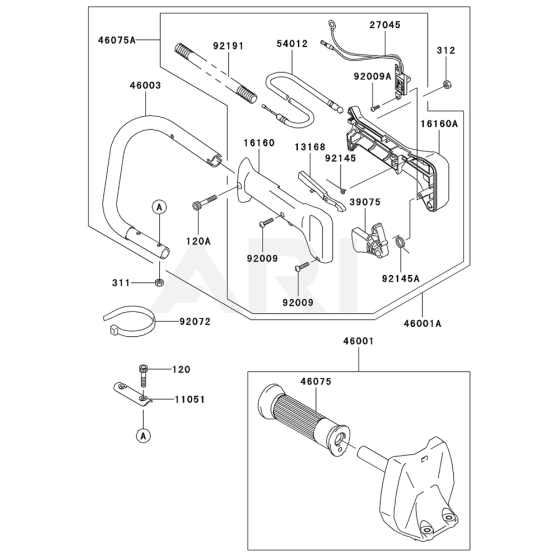 Handle for Kawasaki KHS1100A Hedge Trimmer