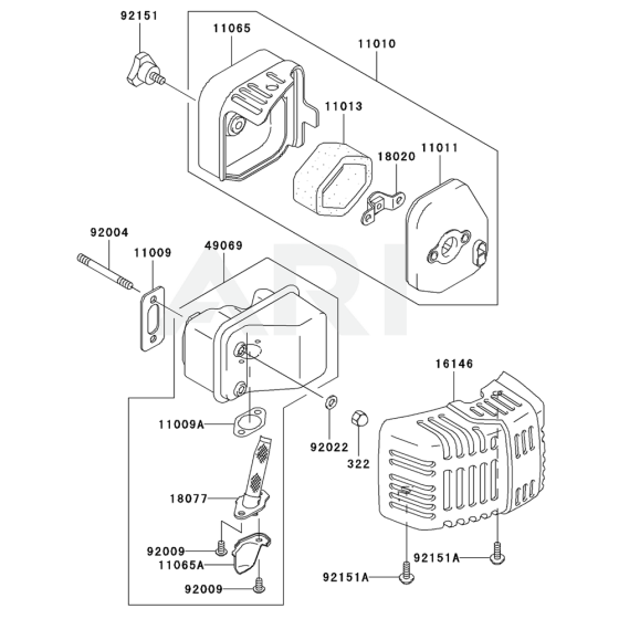 Air Filter / Muffler for Kawasaki KHS750A Hedge Trimmer