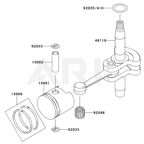 Piston / Crankshaft for Kawasaki KHS750A Hedge Trimmer