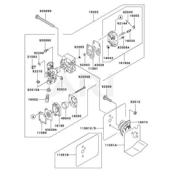 Carburettor for Kawasaki KHS750B Hedge Trimmer