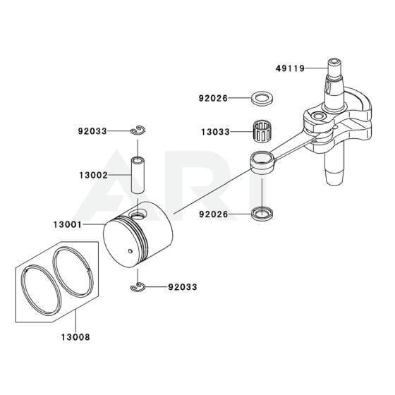 Piston / Crankshaft for Kawasaki KHSS1100A Hedge Trimmer