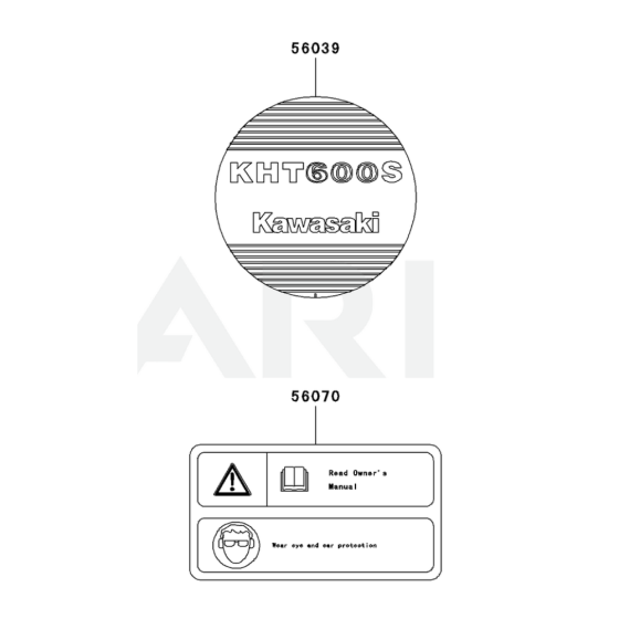 Label for Kawasaki KHT750S Hedge Trimmer