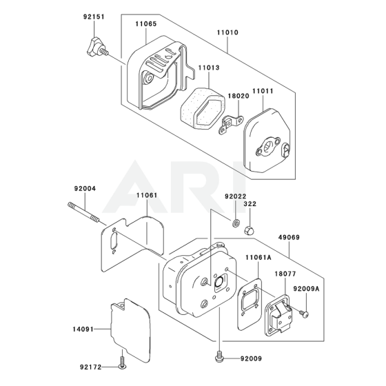 Air Filter / Muffler for Kawasaki KHT750SC Hedge Trimmer